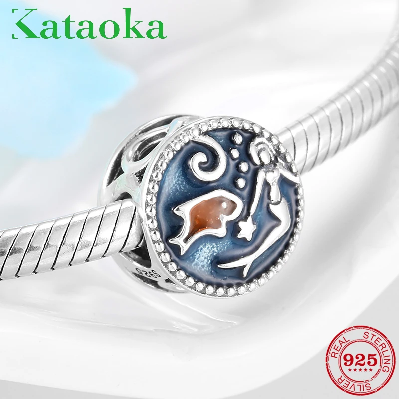 Подлинное серебро 925 пробы красивая подвеска с русалкой Бусины Подходит