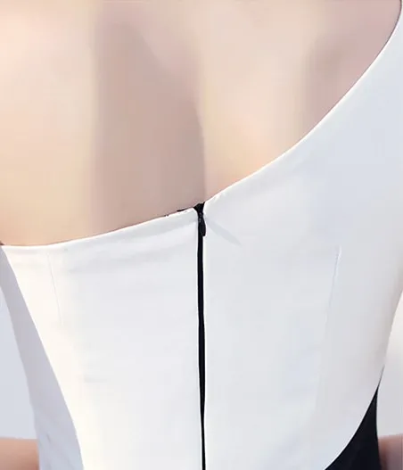 Сексуальное вечернее платье с одним открытым плечом на молнии сзади высоким