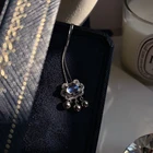 Оригинальный дизайн, Маленькая подвеска с кисточкой и лунным камнем светильник светлое роскошное блестящее очаровательное Серебряное украшение для женщин