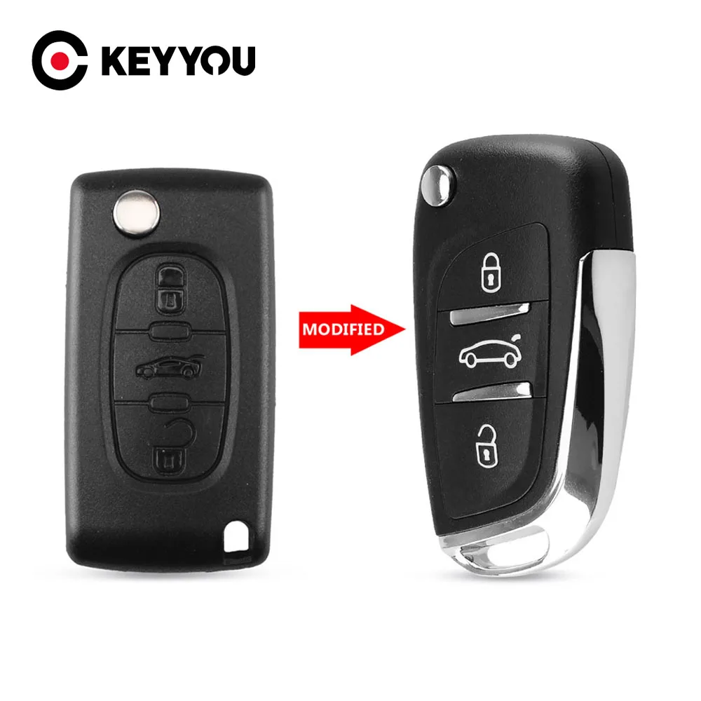 Модифицированный чехол KEYYOU для автомобильного ключа пульта PEUGEOT 107 206 207 307 308 407