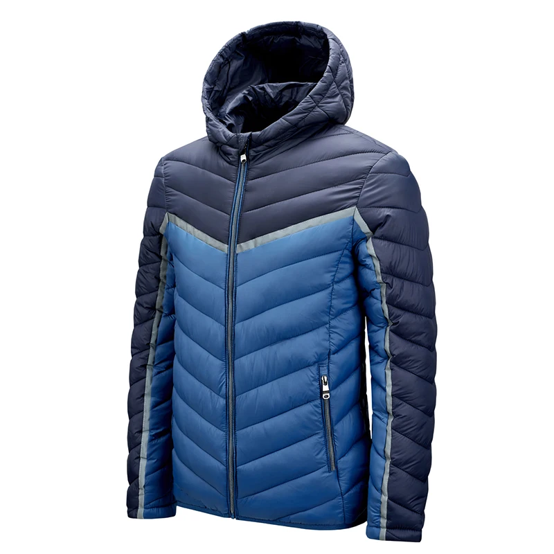 2020 New Winter Hoodied Parkas Men's Jacket Contrast Color Casual Fashion Warm Zipper Pocket Cotton Coat Large Size Men Clothing