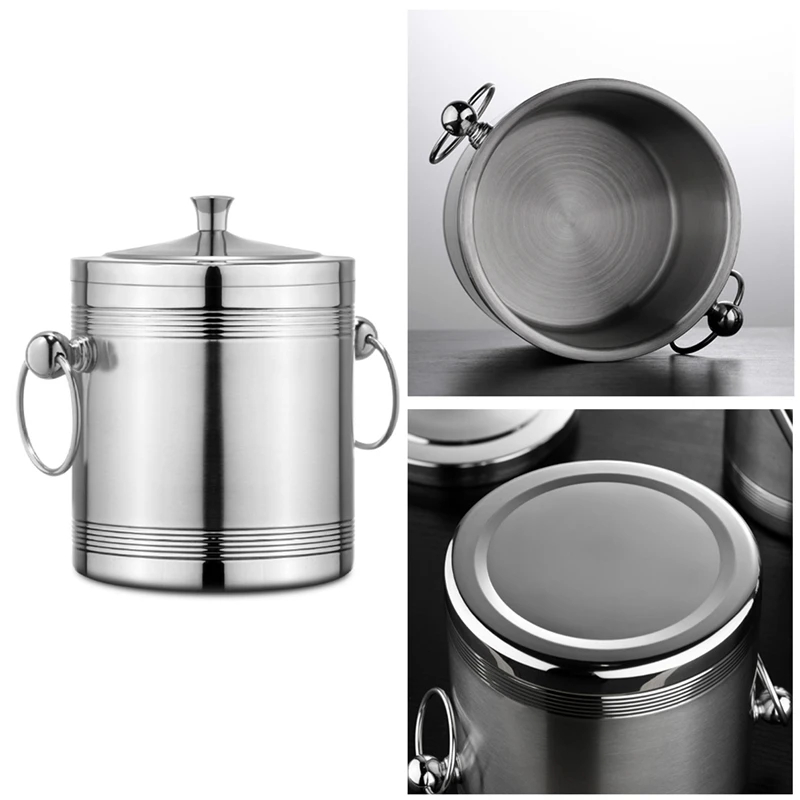 

Stainless Steel Double-Layer Ice Bucket Insulation Ice Bucket Bar KTV Ice Bucket Household Beer Bucket Ice Bucket