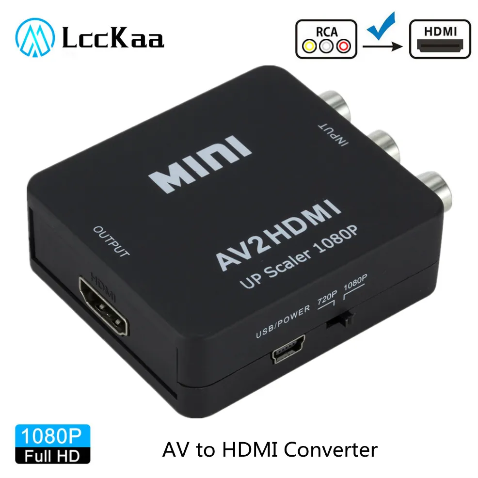 Композитный адаптер LccKaa 1080P RCA AV в HDMI конвертер AV2HDMI для ТВ PS3 PS4 ПК DVD Xbox