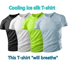 Футболка мужская быстросохнущая из вискозы, дышащая одежда с короткими рукавами, Освежающая однотонная Спортивная искусственная, лето