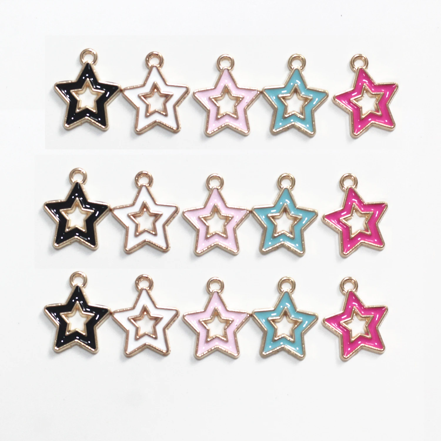 

MIxed 10pcs Enamel Color Five-point Stars Charms Pendants DIY Handmade Earrings Neacklace Bracelet Charm Crafting Jewelry Making