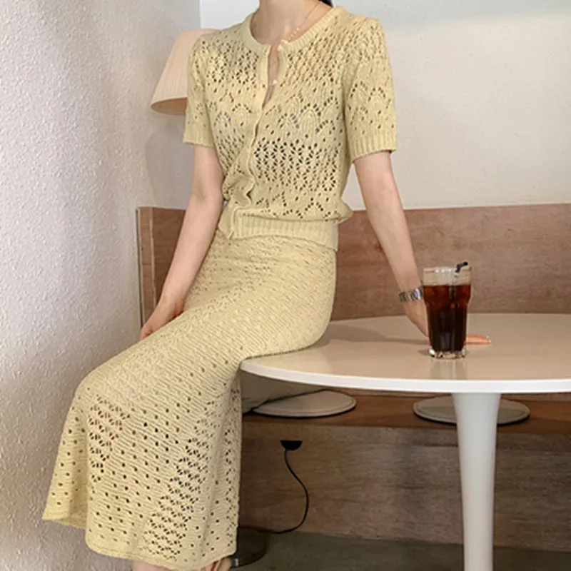 Комплект из двух предметов ZAWFL летний вязаный комплект свитер с высоким воротом и