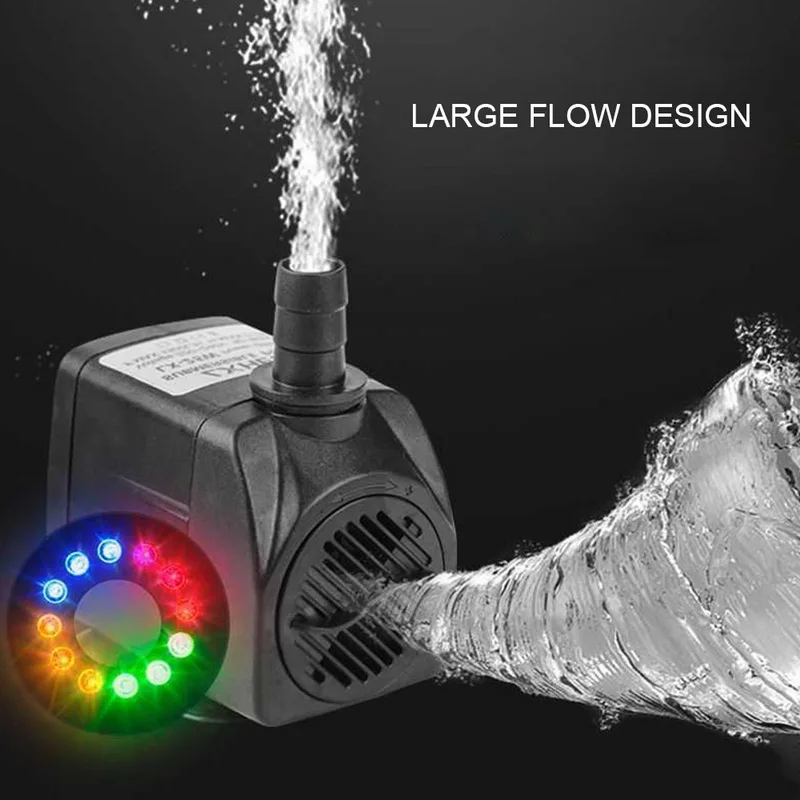 Погружной водяной насос со светодиодной подсветкой регулируемый поток воды или