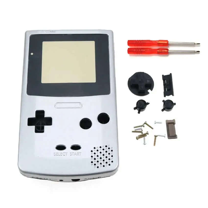 YuXi полный корпус оболочка Крышка запасная часть для nintendo для Gameboy цвет консоль GBC чехол с инструментами - Цвет: Silver