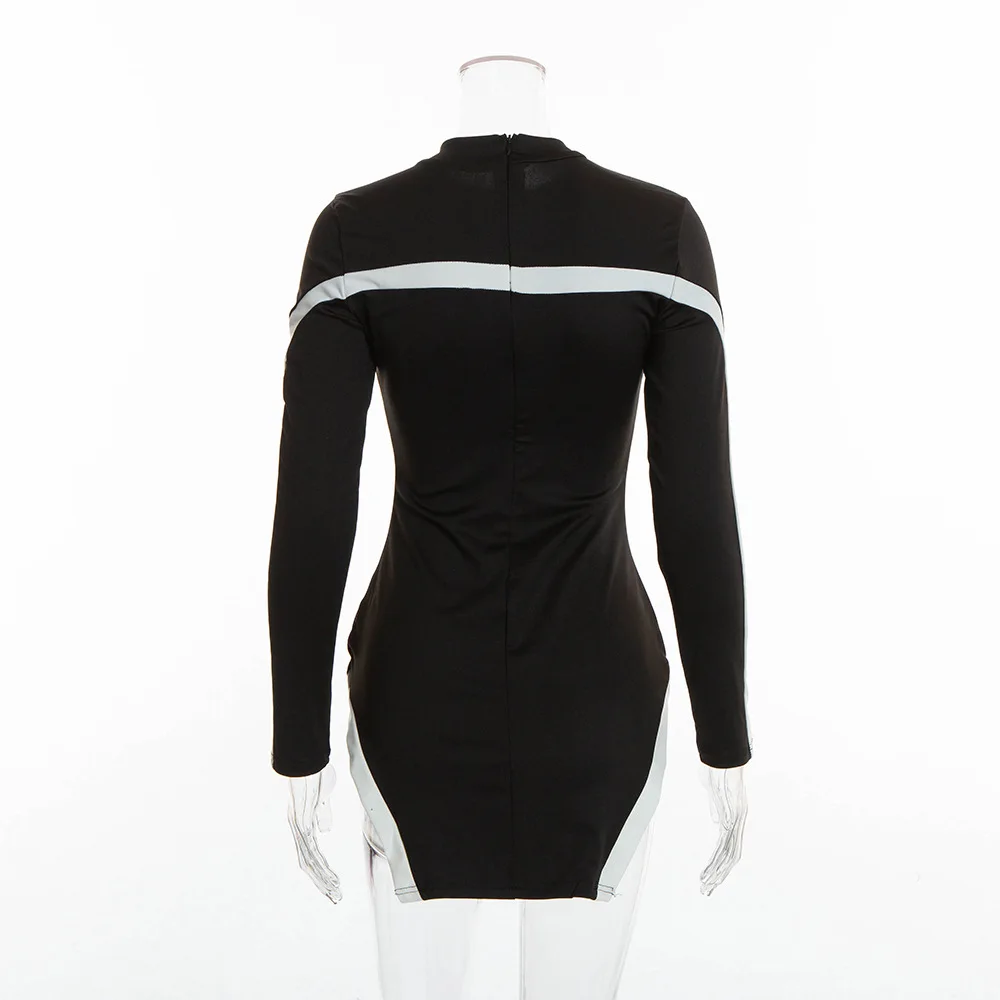 

free shipping 2020 joocar sexy O neck long sleeve Bodycon split dress JC1292
