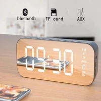 led wireless speaker bluetooth speaker bluetooth small mini alarm clock portable support tf card mirror mini voice broadcast