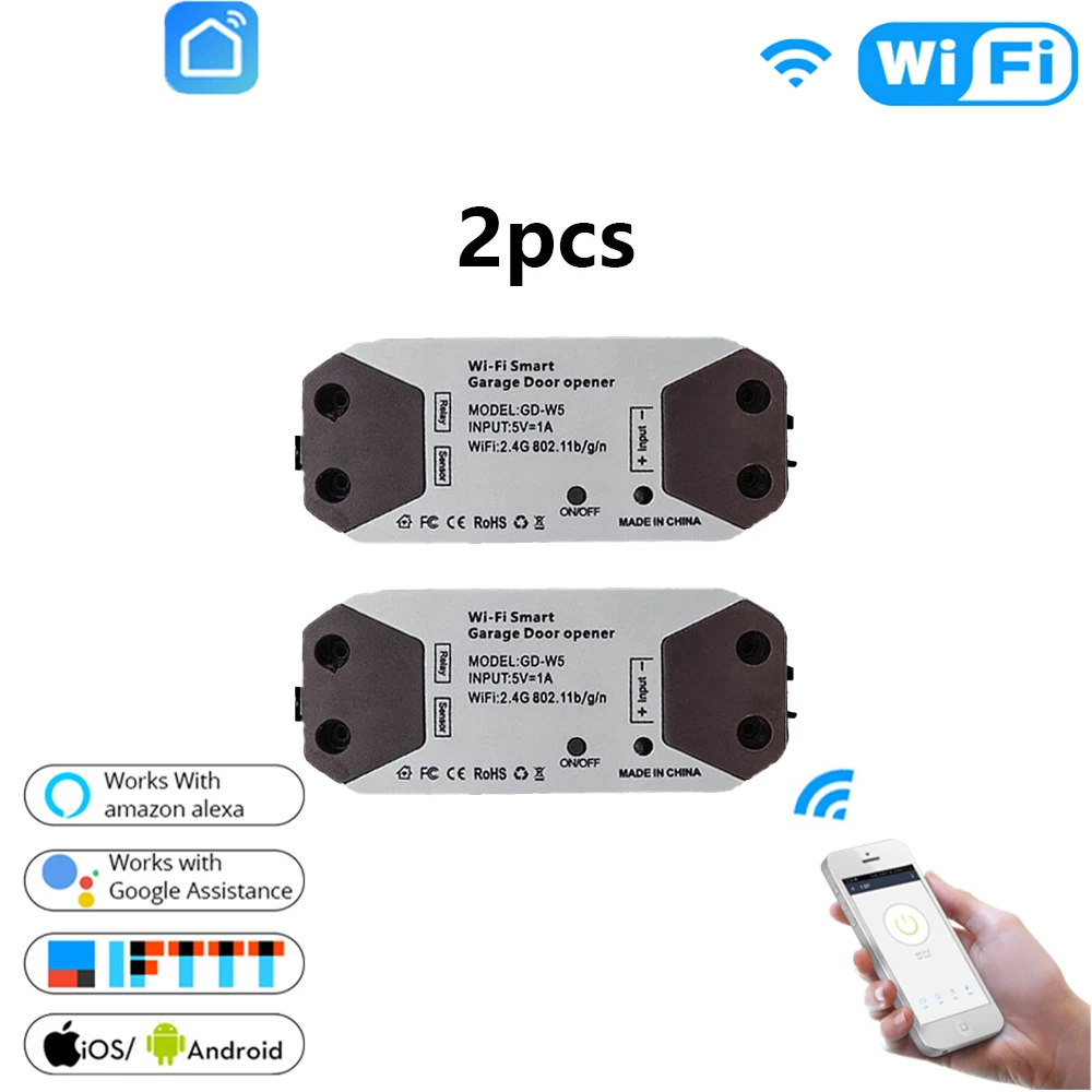 

Умный контроллер для открывания Гаражных дверей с Wi-Fi-переключателем, работает с Alexa Echo Google Home eWelink, управление с помощью приложения не требу...