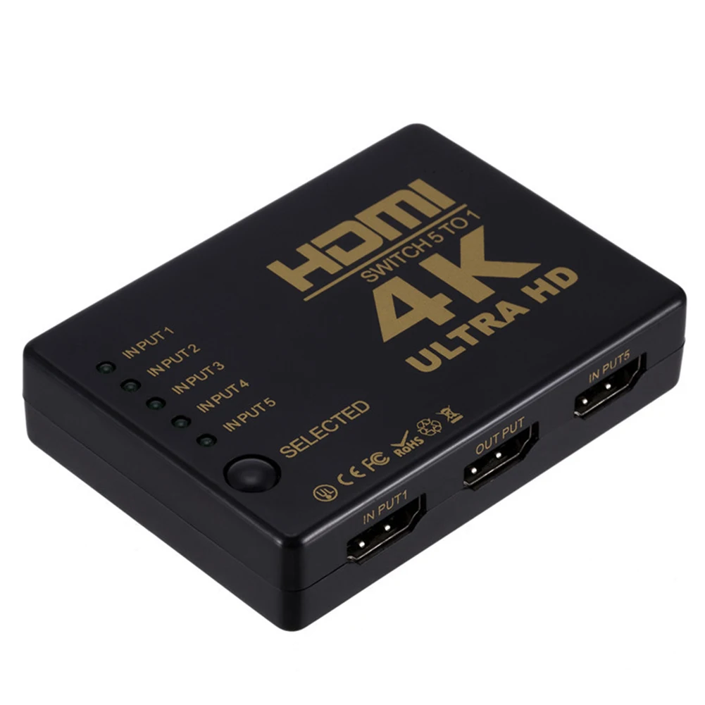 Mini HD 4K x 2K 5 портов HDMI Переключатель Селектор с ИК-пультом дистанционного