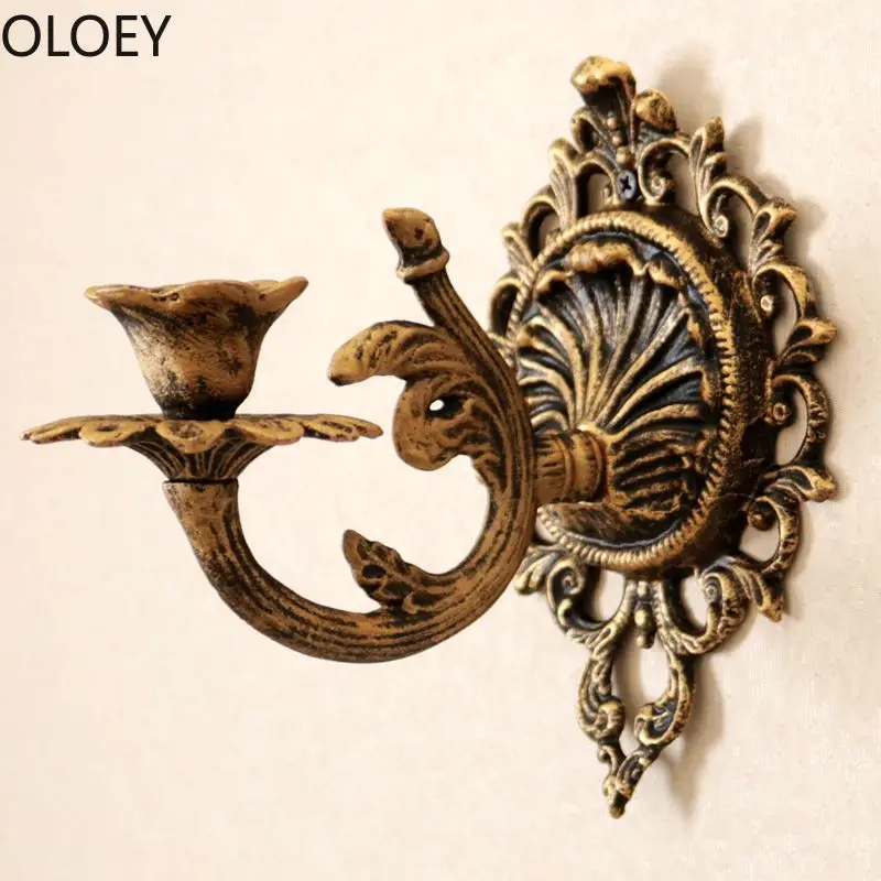 Metal Retro Candlestick Wind Lamp Garden Court Wall Gold Home Decor Flower Metal Stand 2020