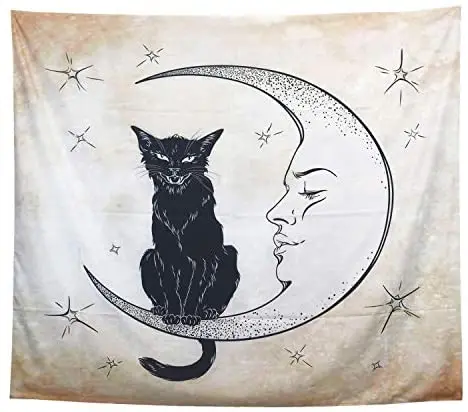 Настенный гобелен в виде кошки настенный художественный декор Пляжная скатерть