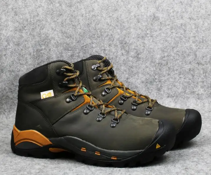 

Мужские походные ботинки для улицы, мужская обувь из воловьей кожи со стальным носком, устойчивая к ударам, ударам, водонепроницаемая рабоч...