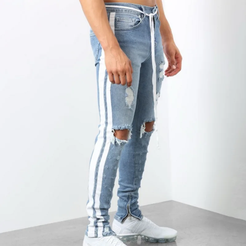 HEFLASHORMen повседневные рваные джинсы обтягивающие тянущиеся Стиральные Цветные