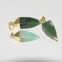natural green chrysoprase stone pendant for women gold plating jewelry making long gem stones point healing lovely accessories
