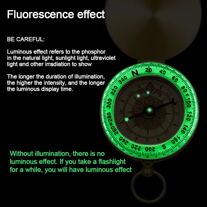 

High Quality Camping Hiking Pocket Brass Golden Compass Portable Compass Navigation for Outdoor Activities