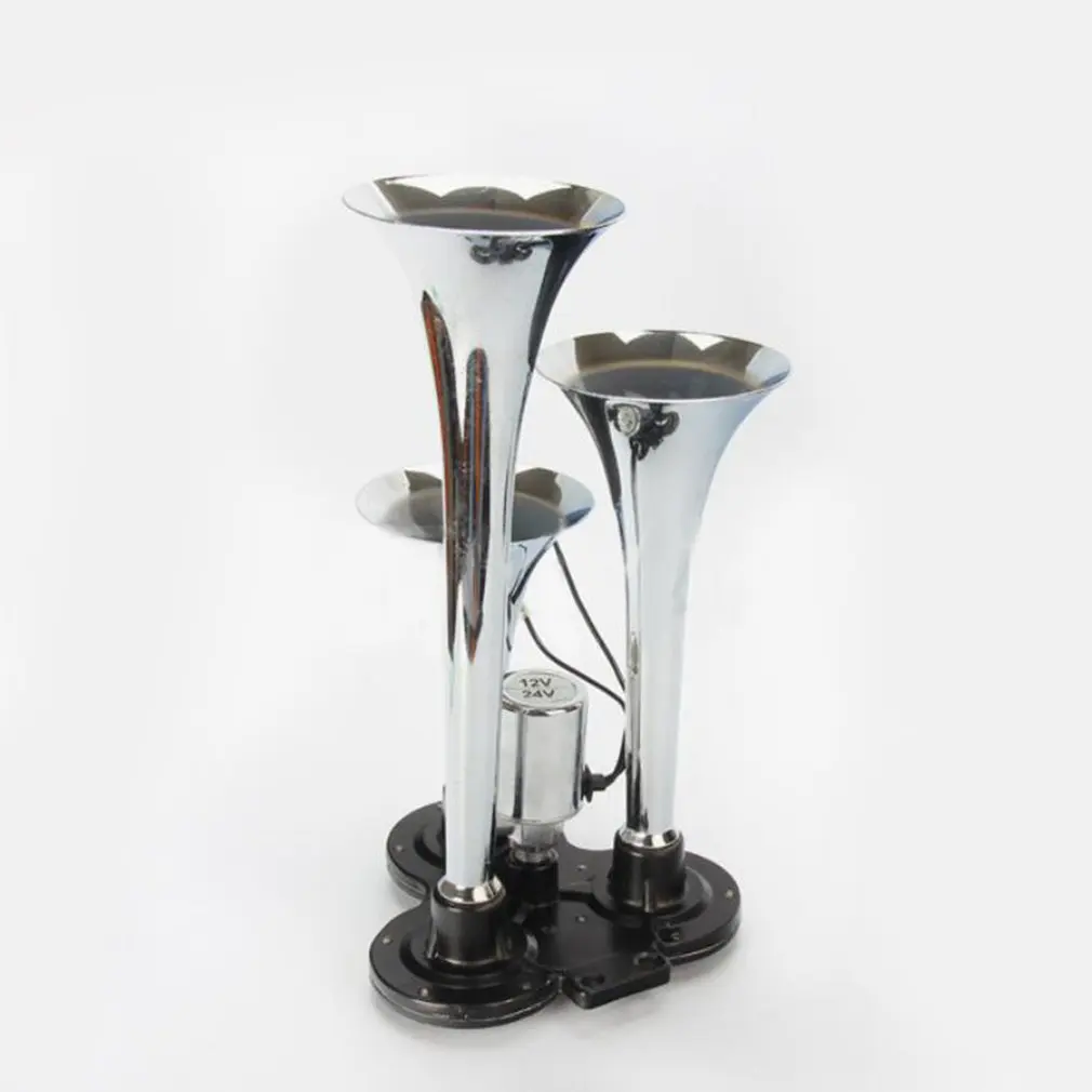 Automobile 12/24 V Cart Heavy Duty Truck Big Truck Three-tube Plating Chromium Electrically Controlled Air Horn