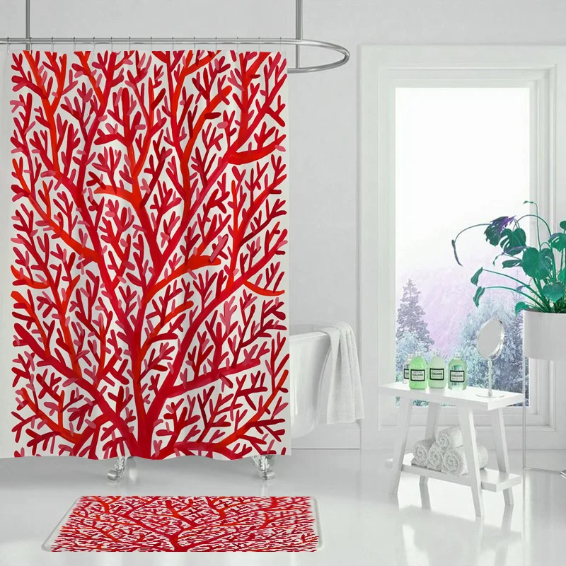 Водонепроницаемая Сетка из полиэстера с принтом деревьев для душа шторы ванной