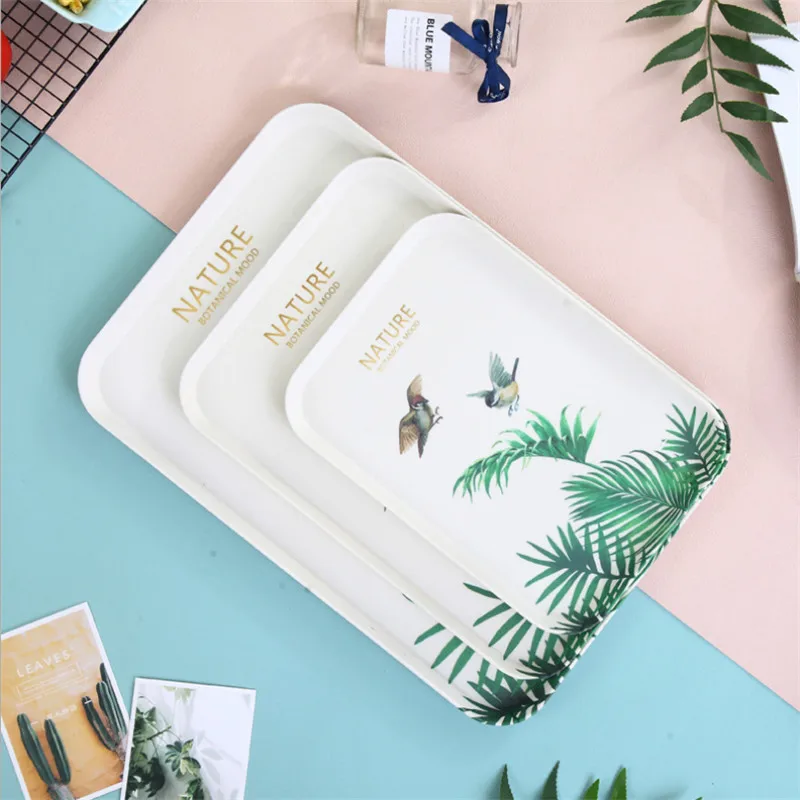 1 pcs Rectangle Fruit Bamboo Fiber Plates Storage Tray Family Dessert Dish Snack Dish Party Home Maintenance Tray Plate petisco
