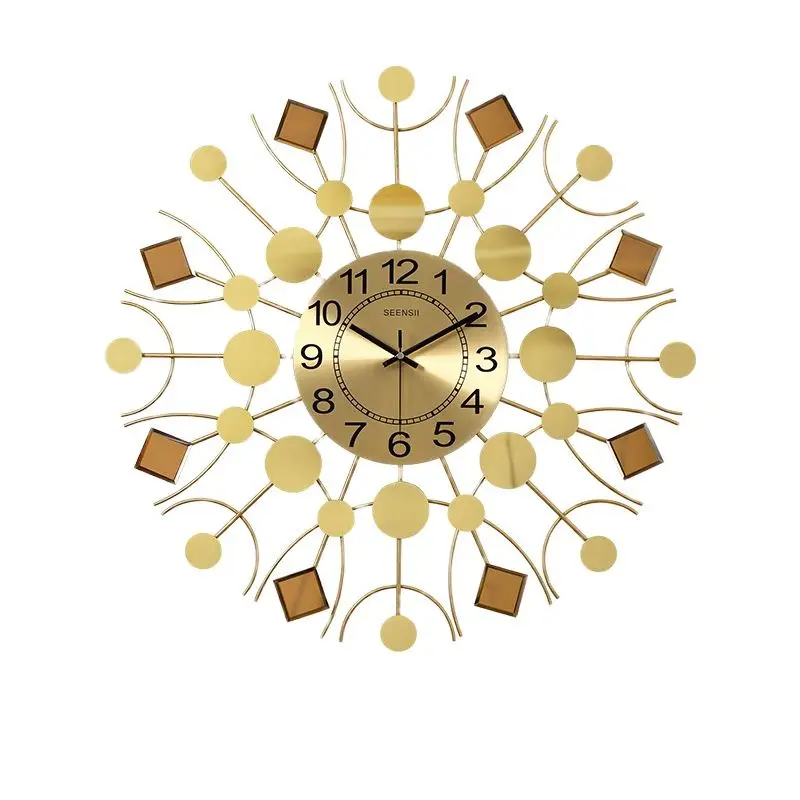 

3D Nordic Wall Clock Gold Metal Living Room Decoration Large Wall Watches Home Decor Luxury Modern Creative Mute Clocks Gift
