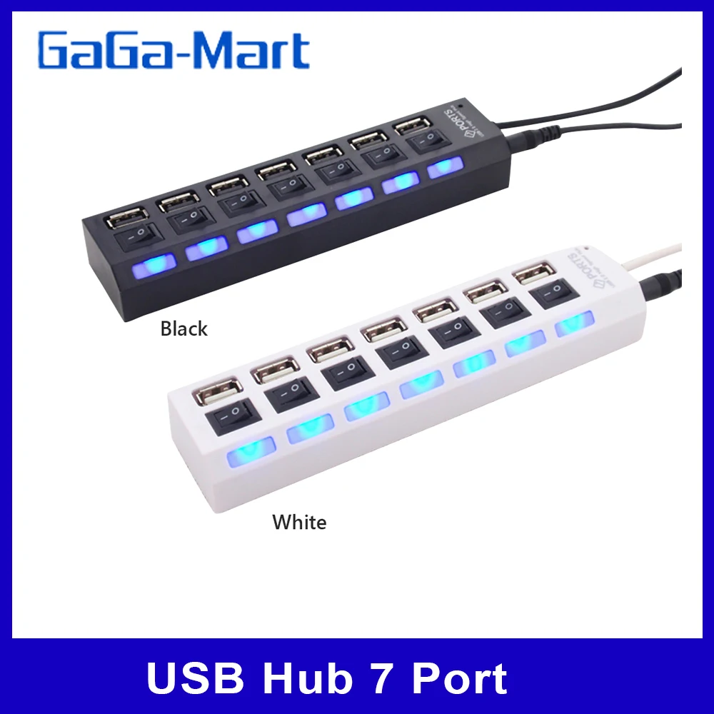 USB концентратор 7 портов 2 0 независимый индикатор переключения высокоскоростной