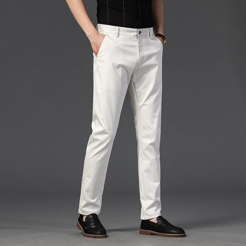 

2021 new fashion men's casual pants spring business summer fashion brand middle aged men's pants British straight pants men's