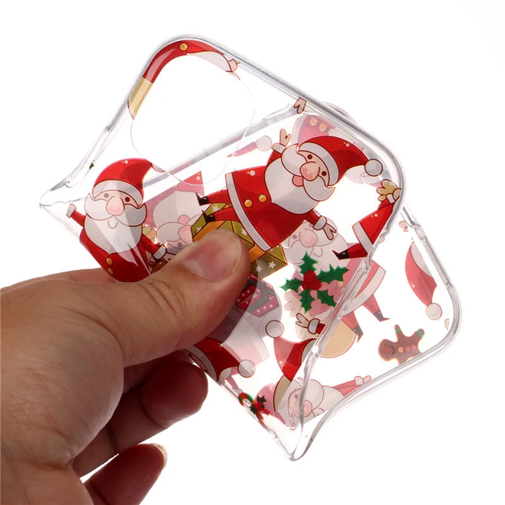 Прозрачный чехол для телефона с изображением рождественского оленя снеговика
