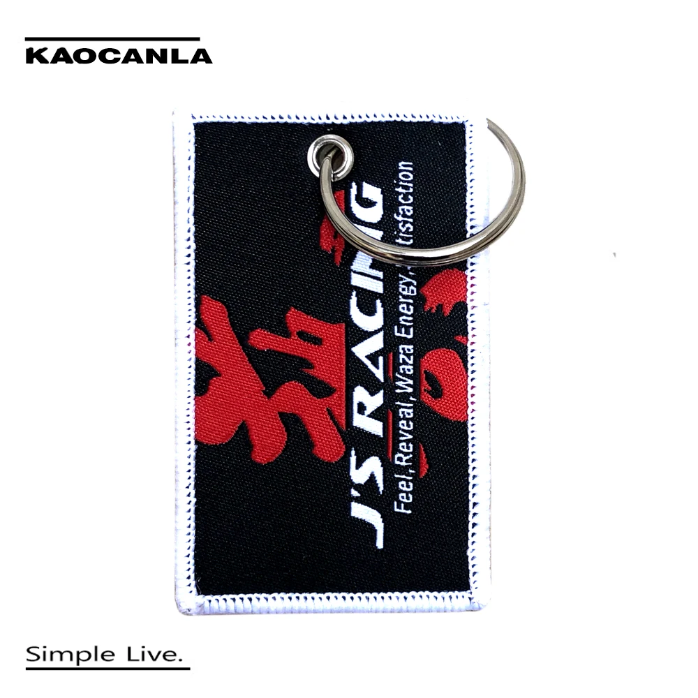 

JS RACING Motorcycle Car Keychain ohlins ILLEST Turbo OSAKA KANJO Embroidery TAG Key ring Auto Motorcycle Accessories