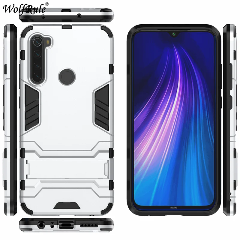 Чехол для Xiaomi Redmi Note 8 Чехол ударопрочный каучук силиконовый бронированная крышка для Xiaomi Redmi Note 8 чехол Redmi Note 8 чехол - Цвет: Silver