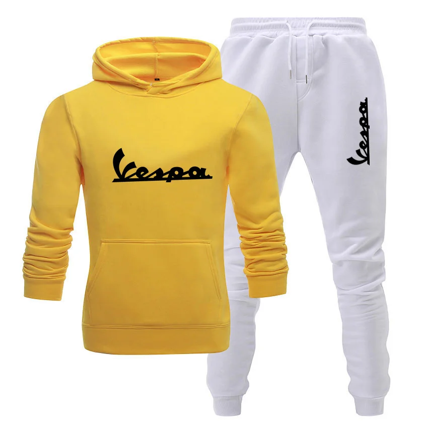 

Tracksuit Men Fashion Hoodies Men Suits Solid Sets Men Sweatshirts+Sweatpants Spring Autumn Fleece Hooded Pullover 2 Pieces Set