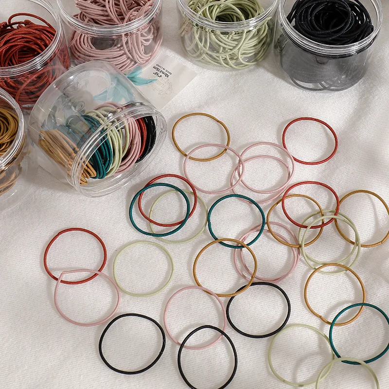 Новинка 100 шт./компл. цветные базовые эластичные резинки для волос женщин и