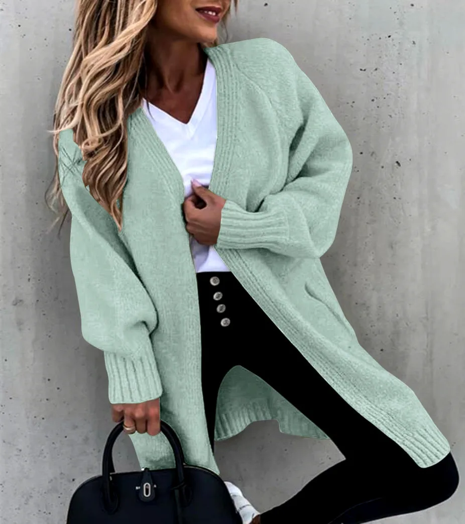 

Mohair Long Cardigan Women Sweater Autumn Winter Bat Sleeve Knitted Sweater Plus Size Jacket Loose Ladies Sweaters Cardigans