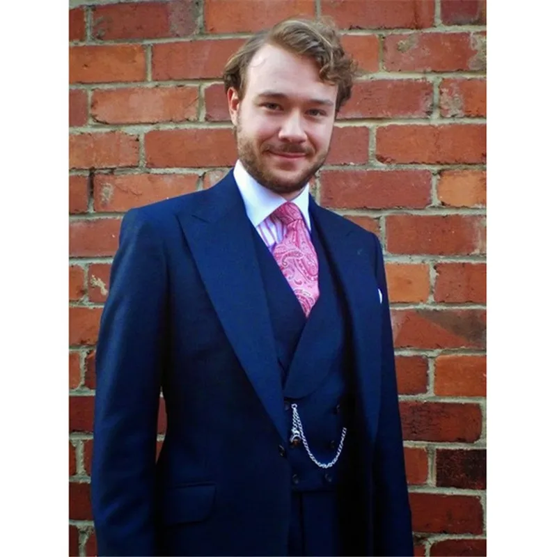 

Красивый мужской смокинг жениха на одной пуговице, мужские костюмы на свадьбу/выпускной, лучший мужской блейзер (пиджак + брюки + галстук + жи...