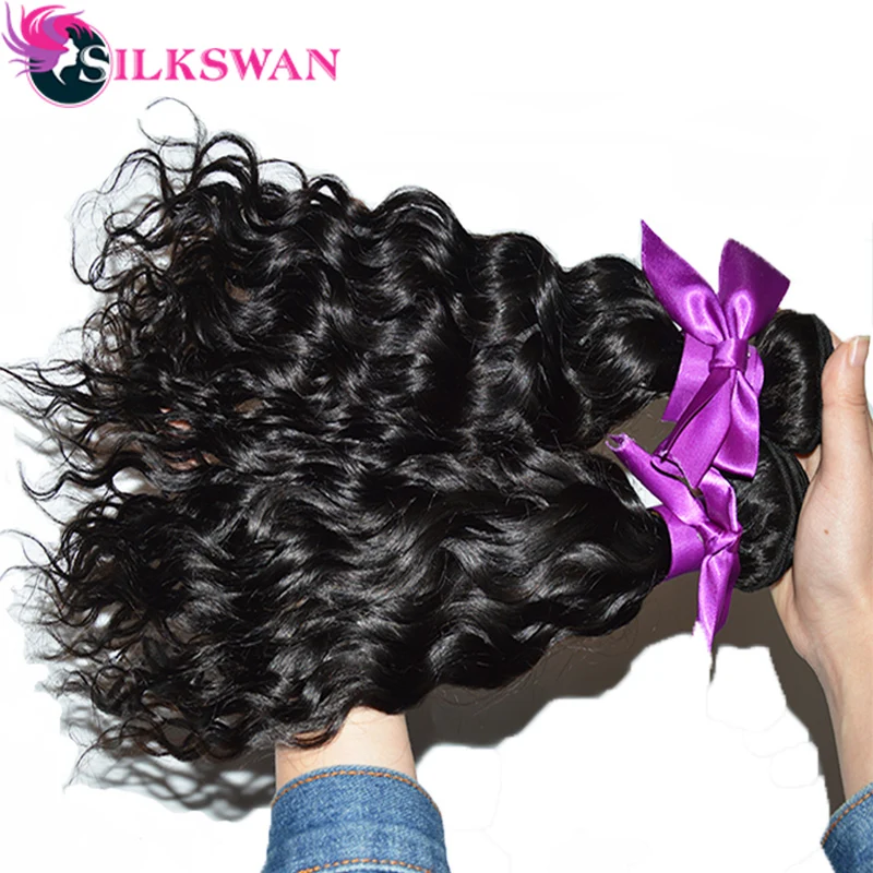 Silkswan 26 28 30 32 34 дюйма волнистые волосы пряди человеческих волос remy дюймов