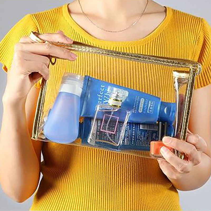 

1 Pc Transparent Travel Cosmetic Bag Traveling Portable Waterproof Handbag Women Storage Bags Wash