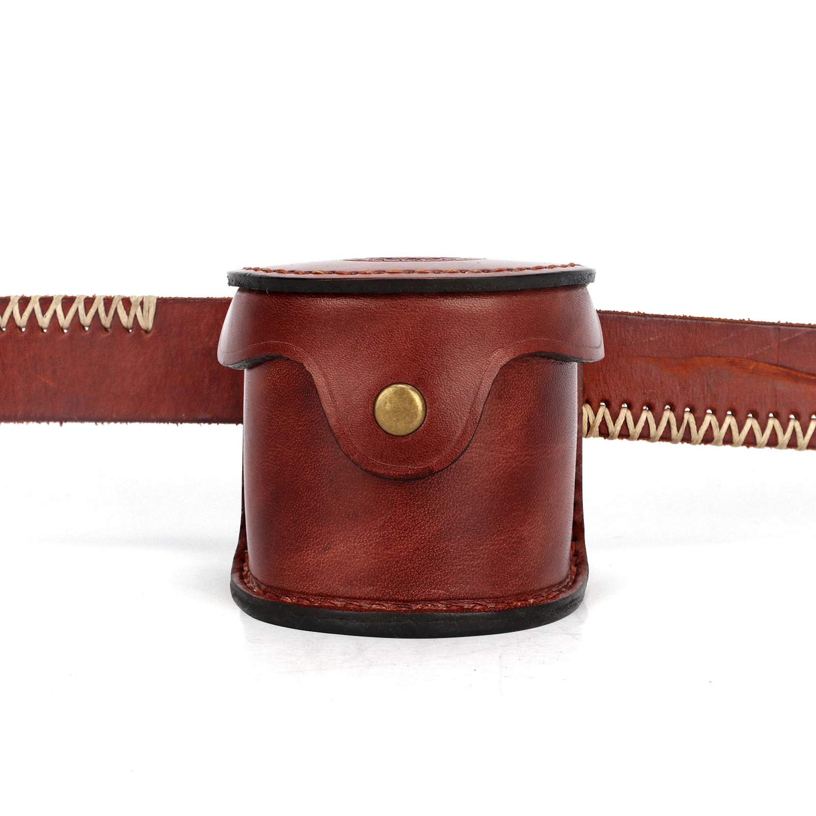 Tourbon Vintage Mini Portable Grass Park Golf Ball Pouch Bag Holder Playground Cowhide Leather 60mm Golf Ball Waist Carrier