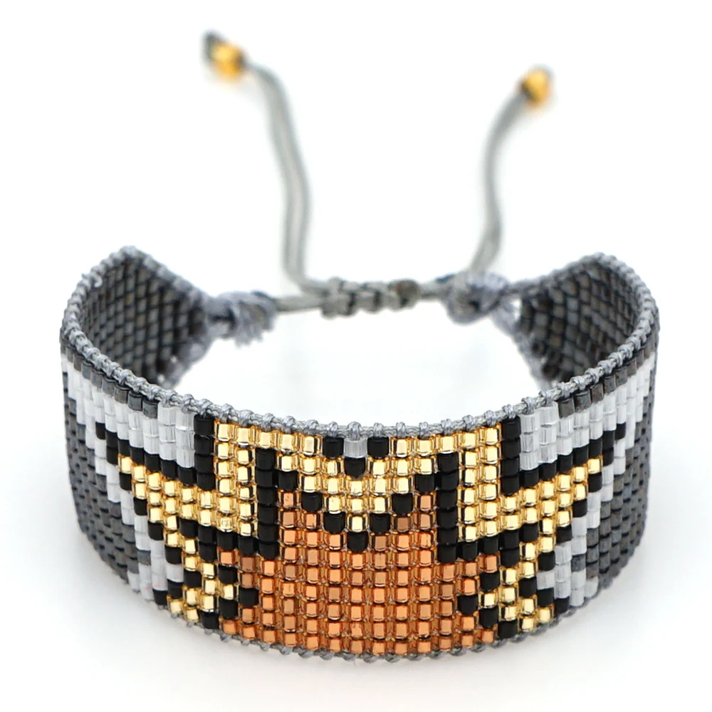 Браслет MIYUKI унисекс манжета красный черный серый цвета Подарочные классические