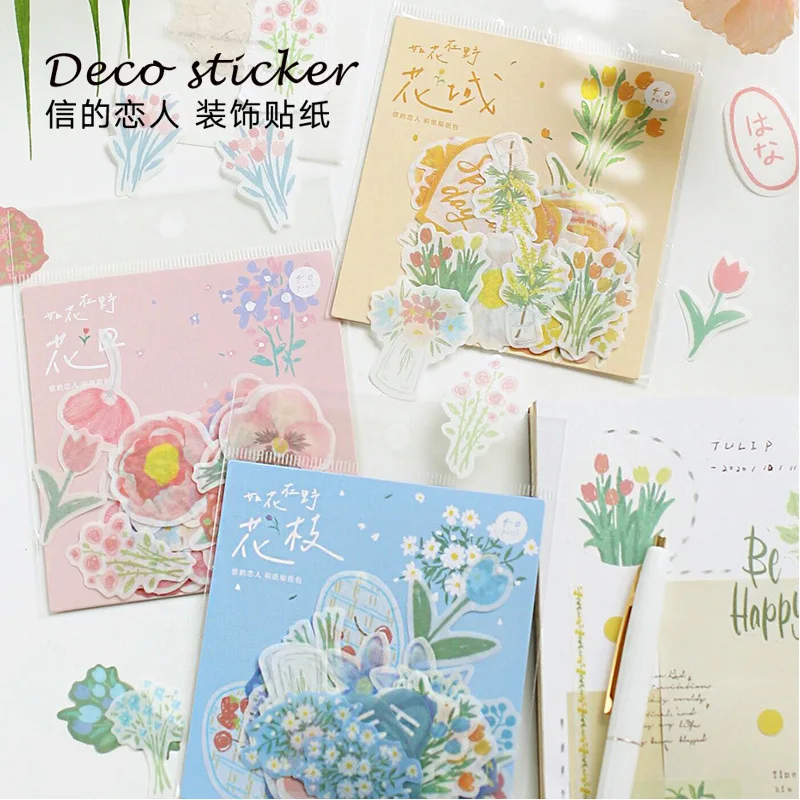

20sets/lot Kawaii Stationery Stickers Fresh Flowers Diary Planner Decorative Mobile Stickers Scrapbooking DIY Craft Stickers