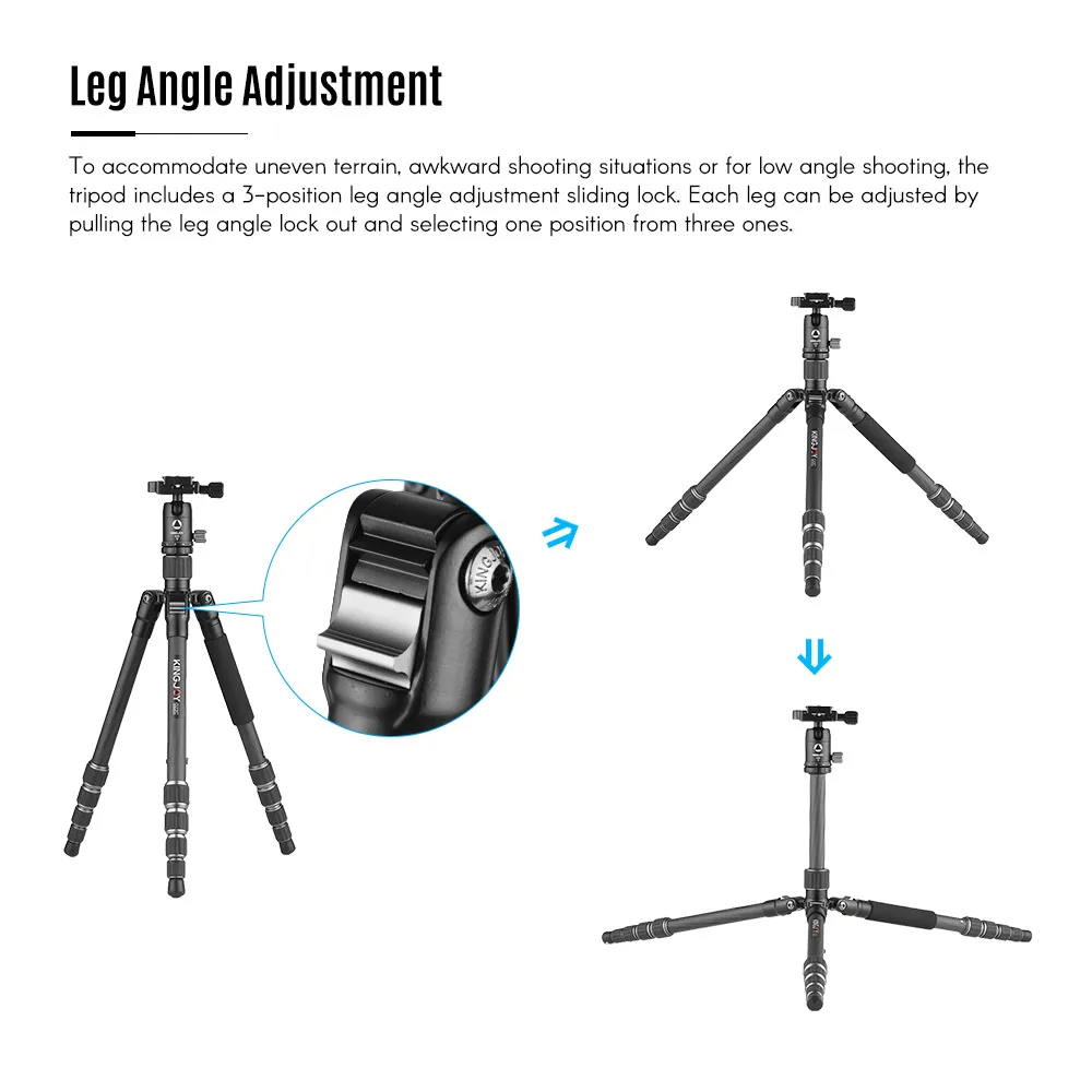 Портативный дорожный штатив Kingjoy для камеры из углеродного волокна монопод с