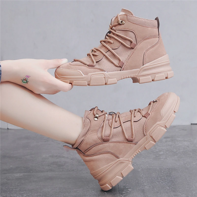 Ботильоны модная обувь Martin женская повседневная на платформе зимняя шнуровке