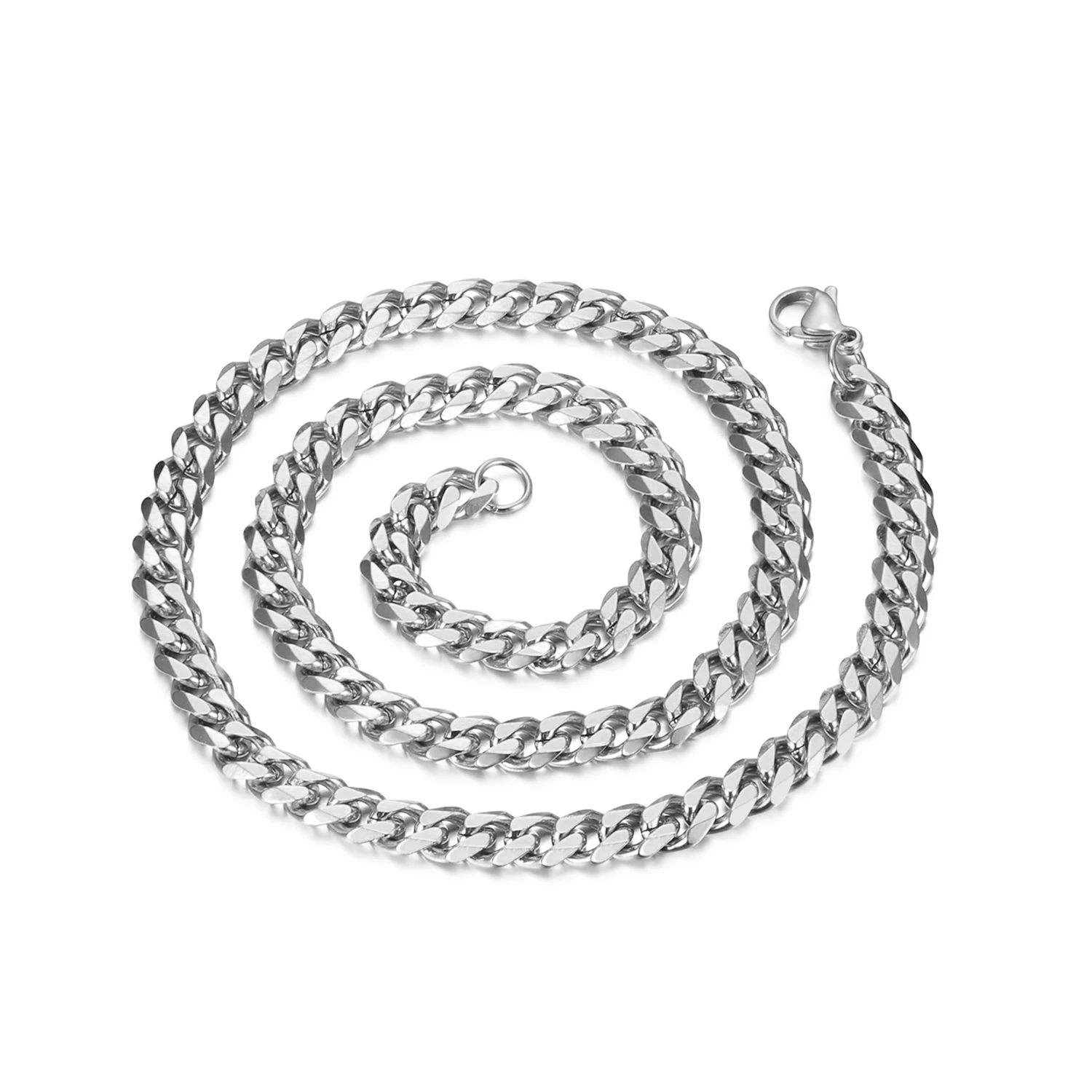 

4/7mm Wide Punk Stainless Steel Cuban Link Chains Choker Necklace For Men Women Silver Color Fashion collar Jewelry Dropshipping