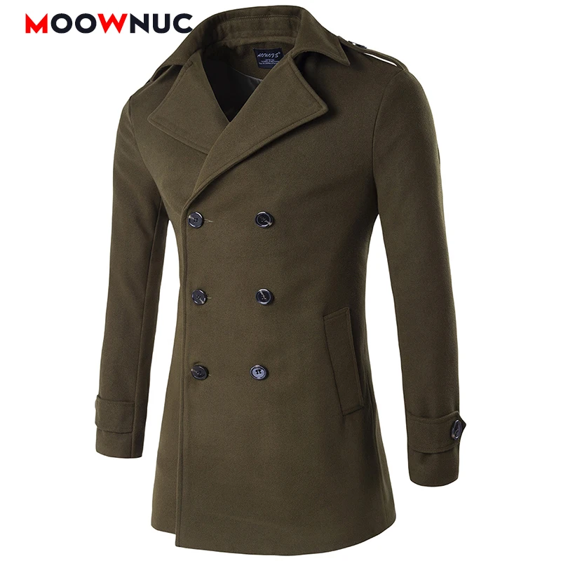 

Мужское шерстяное пальто, толстое повседневное теплое пальто в американском стиле, однотонные мужские пальто MOOWNUC для осени и зимы, модное д...