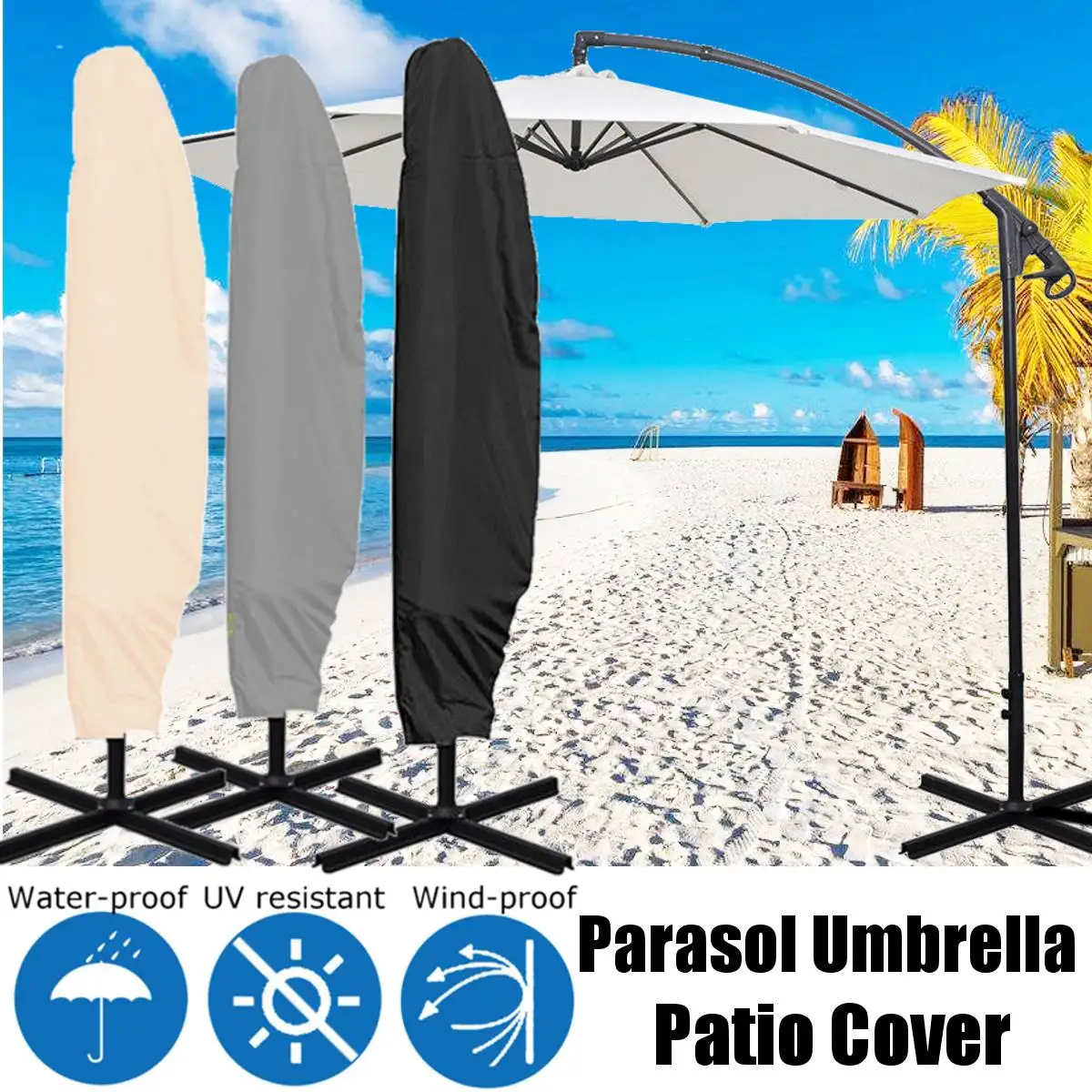Waterproof Cloth Outdoor Banana Umbrella Cover Shade Garden Weatherproof Patio Cantilever Parasol Rain Cover Accessories