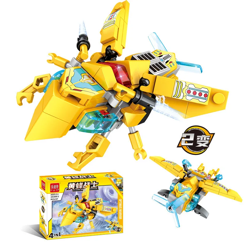 

6Pcs Optimus Warrior Yellowjacket 4 Boxes 1 Robot Building Block Toy Develop Intelligence Toys Children Assembled Bricks Toy