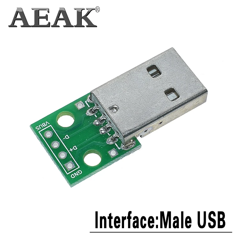AEAK 5 шт. USB Штекерный разъем/мини микро адаптер DIP гнездовой разъем 2 54 Разъем B Type C