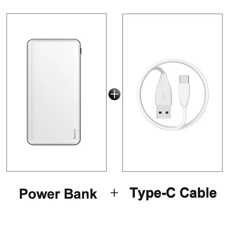 Powerbank White Тонкий внешний аккумулятор Baseus, 10000 мА/ч, Тип C, PD, быстрая зарядка для iPhone 11 Pro Max, портативный внешний аккумулятор, внешний аккумулятор, зарядное устройство - Цвет: Powerbank White
