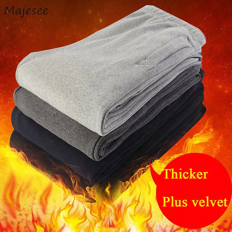 

Pants Men Thicker Plus Velvet Large Size Straight Loose Pockets Leisure Pant Mens Trendy Soft High Quality Simple Trousers Chic