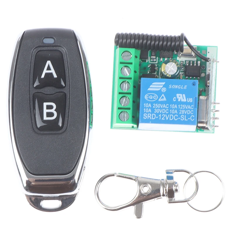 

433Mhz RF Remote Control Circuit Universal Wireless Switch DC 5V 12V 24V 2CH rf Relay Receiver and Keyfob Transmitter for Garage